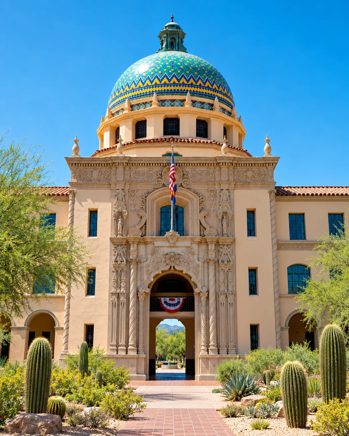 Pima County Superior Court building in Tucson with its distinctive tiled dome